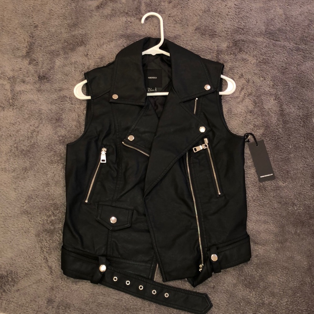 Black leather vest